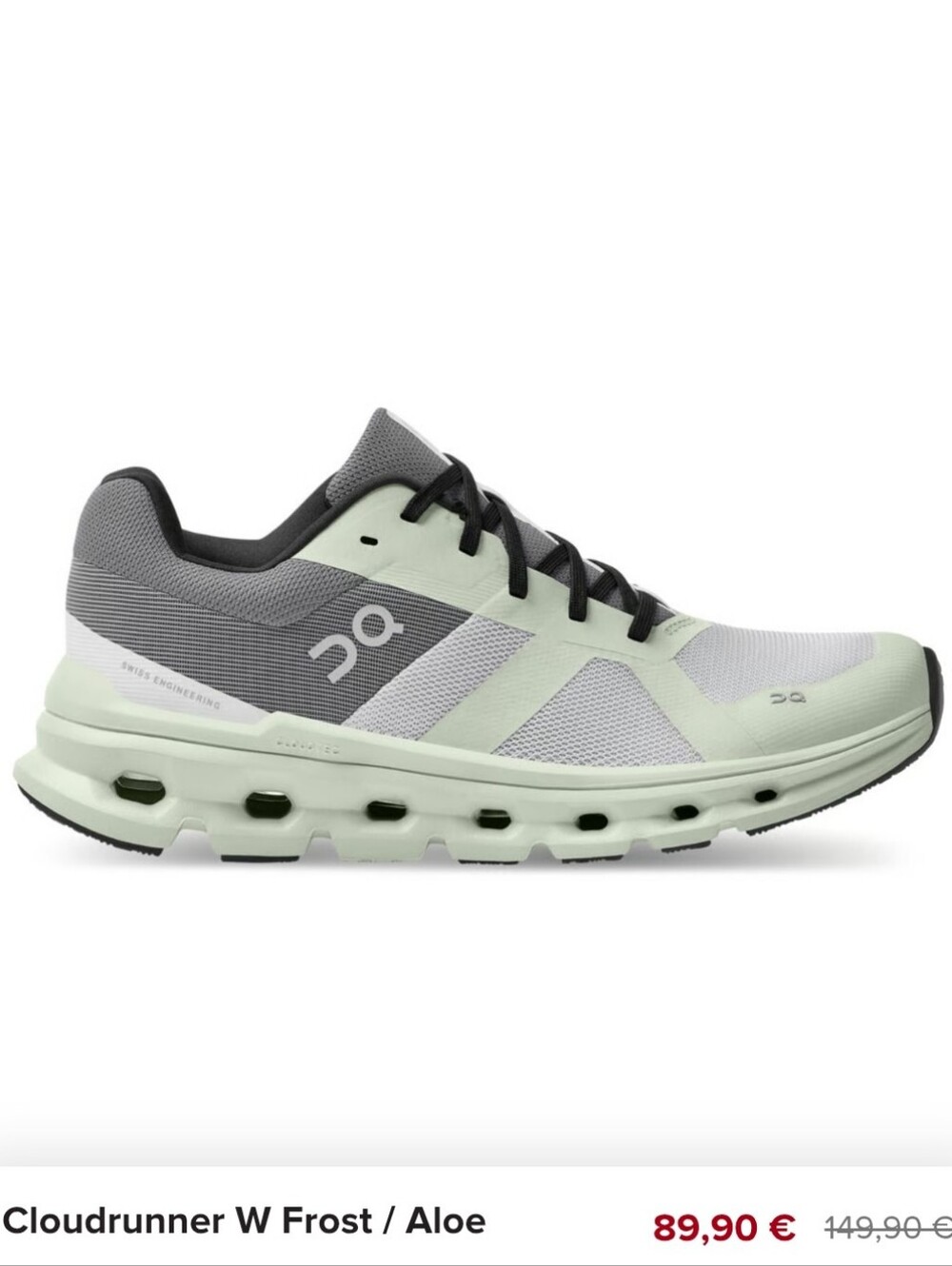 On Running Cloudrunner Women's In Frost Aloe Running Shoe Size 10.5